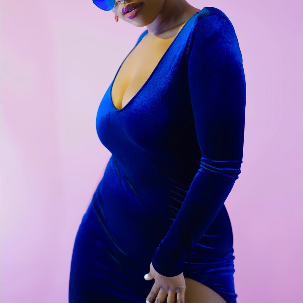 Royal Blue Velvet Dress